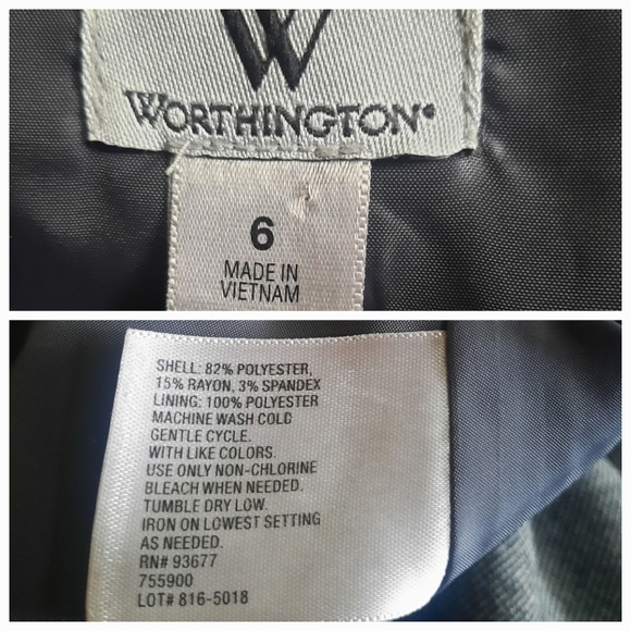 WORTHINGTON Tucked Front Collarless Pleated Peplum Micro Stripe Jacket Sz 6 Grey - Picture 9 of 9